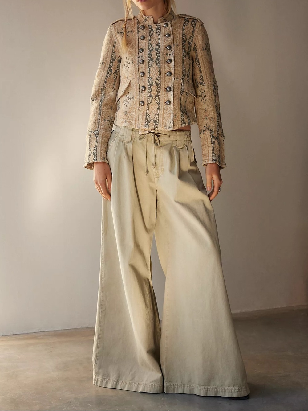 Free People Julien Wide Leg Chino Pants Trouser Chinchilla Streetwear Medium NWT - Picture 12 of 12